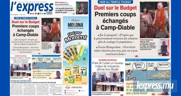 Les grands titres de l'express de ce lundi 8 juin 2026