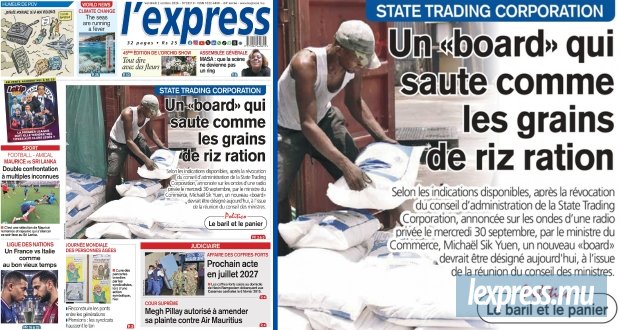 Les grands titres de l'express de ce vendredi 2 octobre 2026