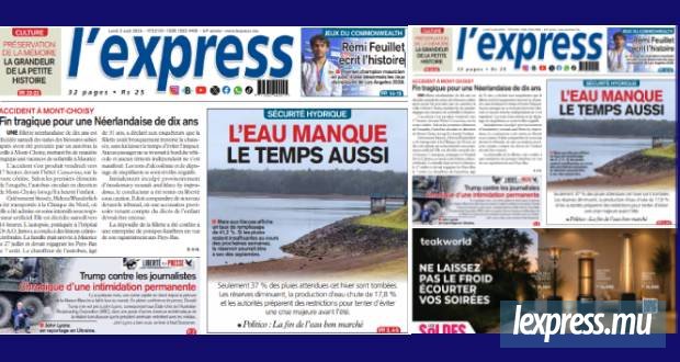 Les grands titres de l'express de ce lundi 3 août 2026