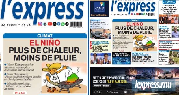Les grands titres de l'express de ce mardi 11 août 2026