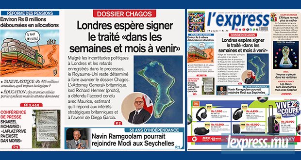 Les grands titres de l'express de ce vendredi 26 juin 2026