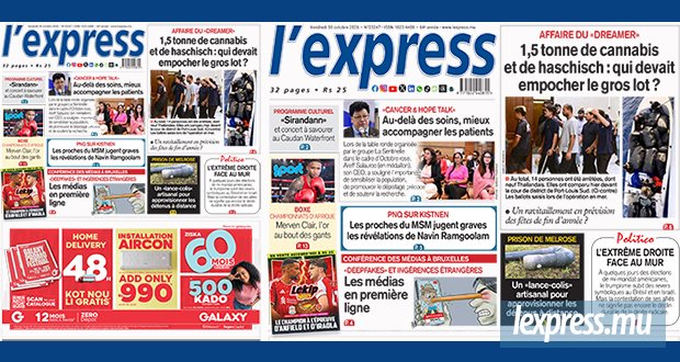 Les grands titres de l'express de ce vendredi 30 octobre 2026