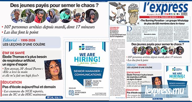 Les grands titres de l'express de ce jeudi 15 octobre 2026