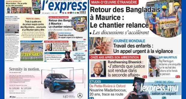 Les grands titres de l'express de ce vendredi 12 juin 2026