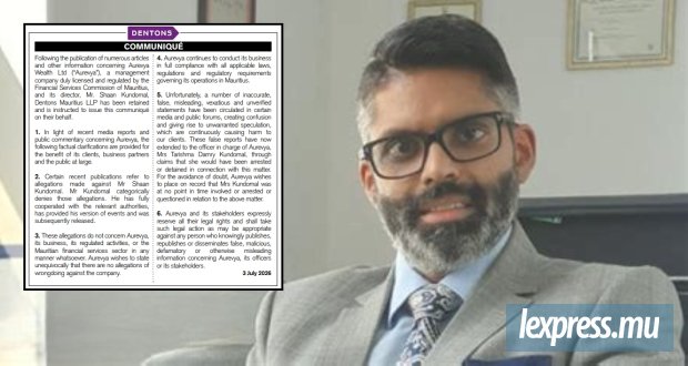 Aurevya dément toute implication dans les allégations visant son directeur Shaan Kundomal
