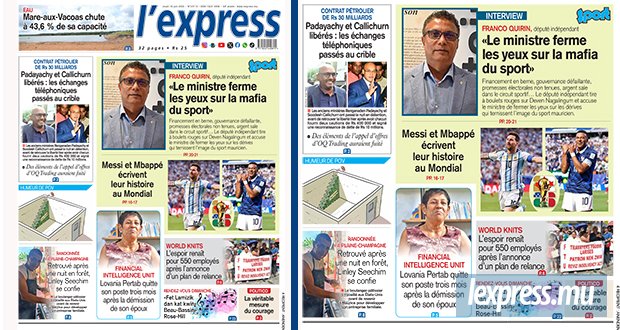 Les grands titres de l'express de ce jeudi 18 juin 2026