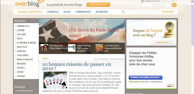 Over-blog: Créer gratuitement votre blog