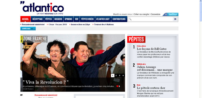 Lancement du nouveau portail d''informations Atlantico.fr