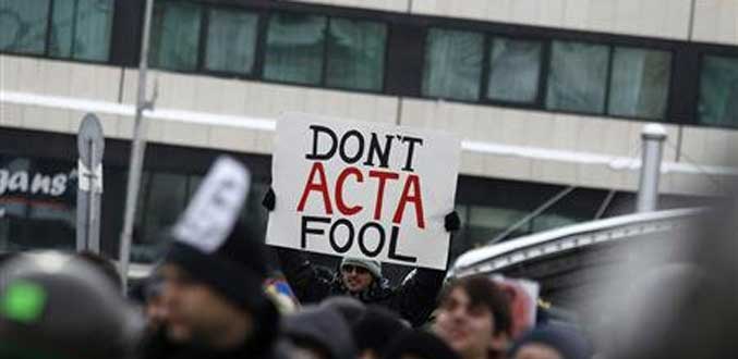 Manifestations contre l''ACAC sur le piratage internet