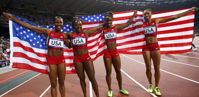 Relais 4x100 m dames : Or et record du monde pour les Etats-Unis
