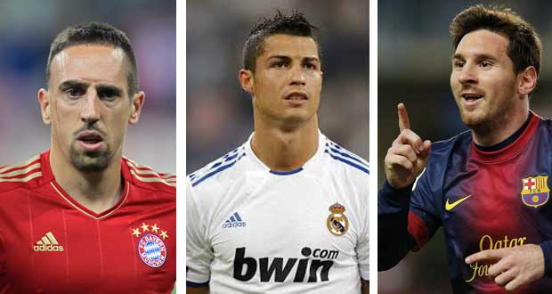 Football : Messi, Ronaldo et Ribéry nommés pour le trophée UEFA