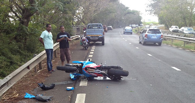 Dérapage à Calebasses: un motocycliste grièvement blessé