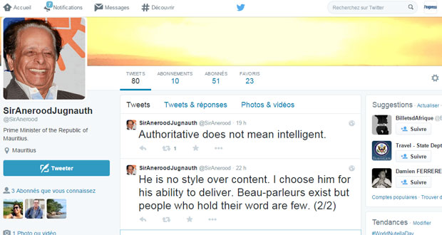 @SirAnerood: les tweets sans concession du «PM»