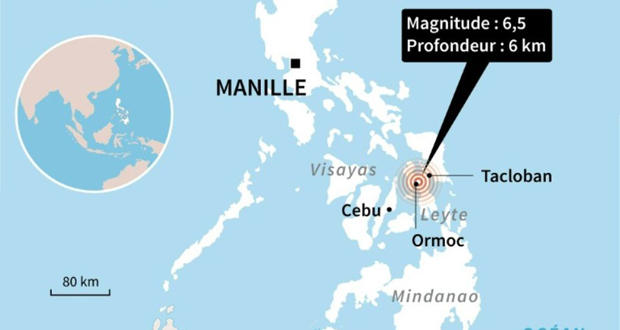 Séisme de magnitude 6,5 dans le centre des Philippines