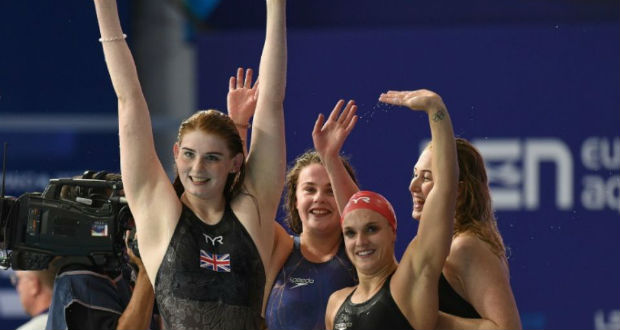 Natation: la Grande-Bretagne sacrée sur 4x200 dames, la France 4e