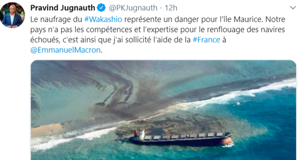 Naufrage du Wakashio: le Premier ministre lance un S.O.S 