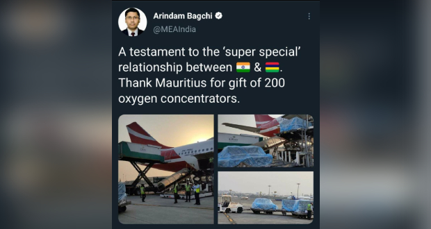 Covid-19: Maurice offre 200 «oxygen concentrators» à l’Inde