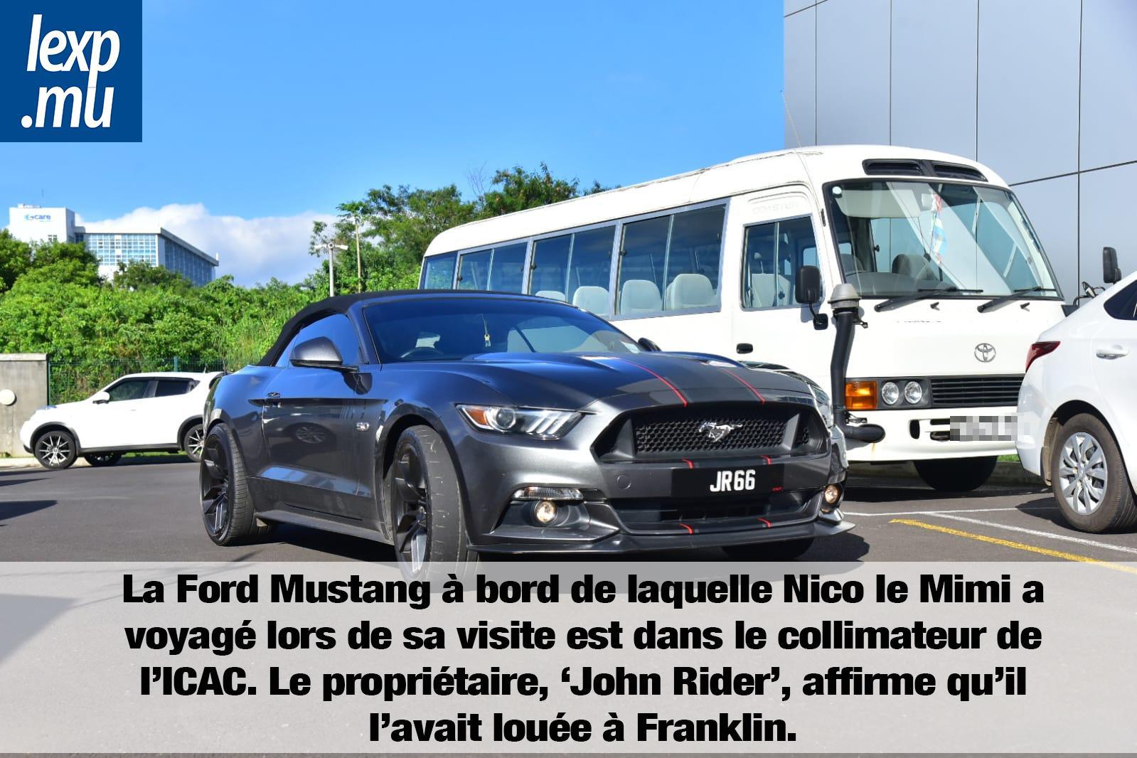 La Ford Mustang à bord de laquelle Nico le Mimi a voyagé lors de sa visite est dans le collimateur de l’ICAC