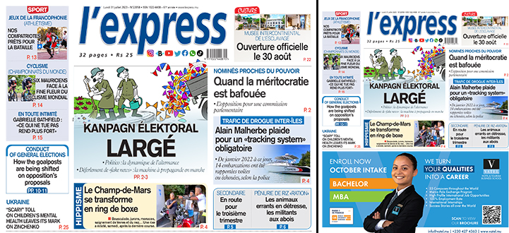 Les grands titres de l'express de ce lundi 31 juillet 2023