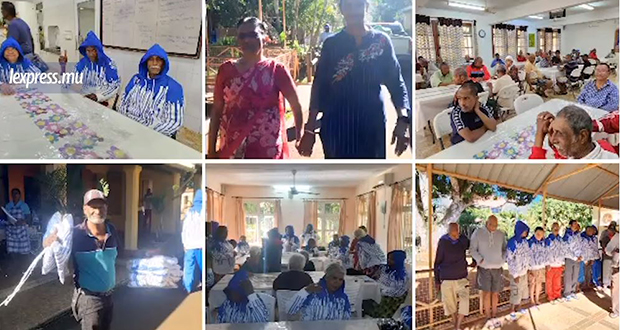 Distribution de pull par le Groupe Renaissance du Nord dans deux hospices