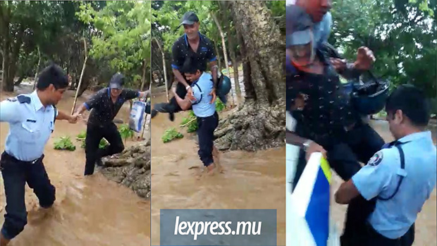 Pluies à Mon-Goût: un policier vient en aide à un citoyen pris au piège