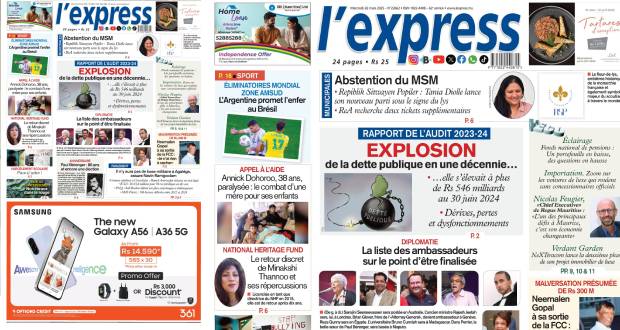 Les grands titres de l'express de ce mercredi 26 mars 2025