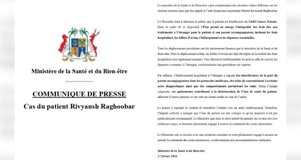 L’État précise son soutien dans le dossier Rivyansh Raghoobar
