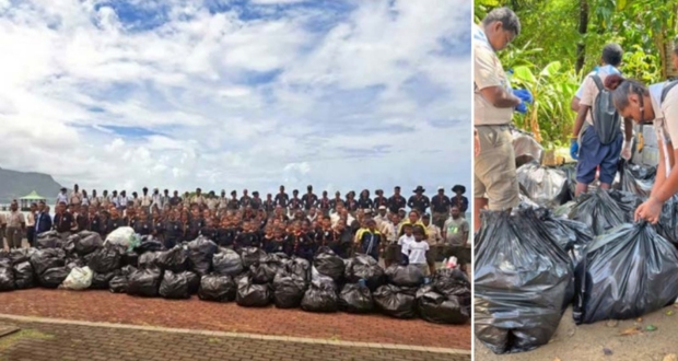 90 sacs de bouteilles plastiques collectés par des scouts à Mahébourg